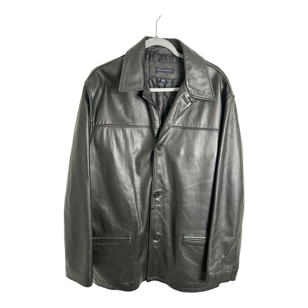 Banana Republic Men's Large Black Leather Coat/Jacket